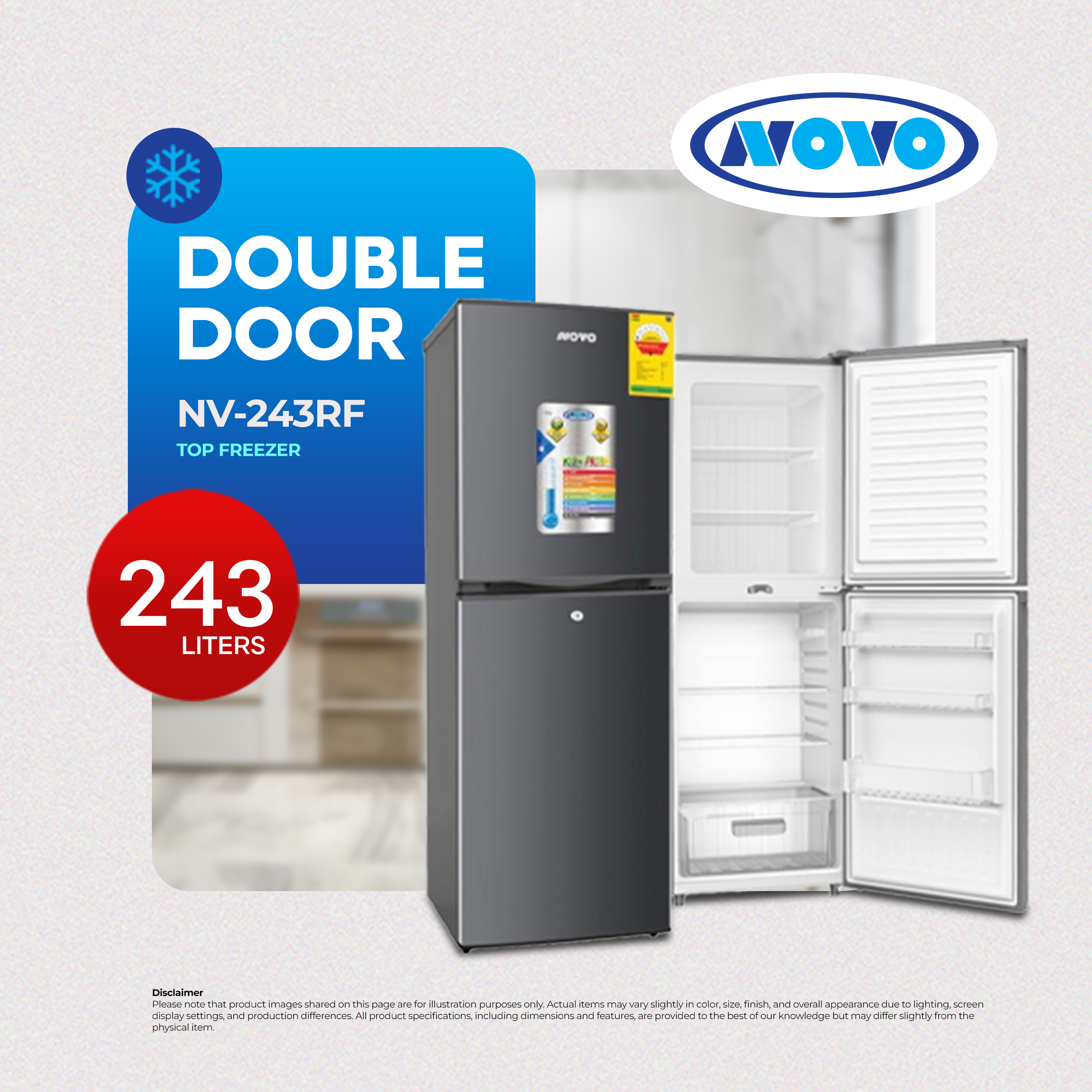 Novo Double Door Refrigerator